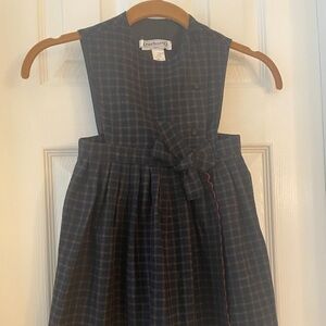 Charming Navy Plaid Kids Dress with Bow